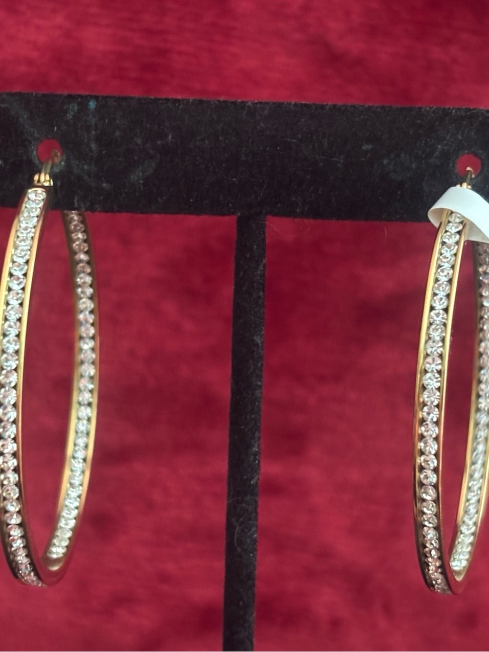Gold Crystal Hoop Earrings with Pavé Stones - Women Jewelry